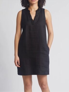 Tommy Bahama Black Ruffle-Neck Top